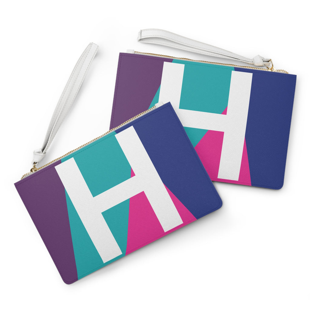 Monogram 'H' Colorblock Clutch Bag — Bold Geometric Wristlet for Everyday & Gifts