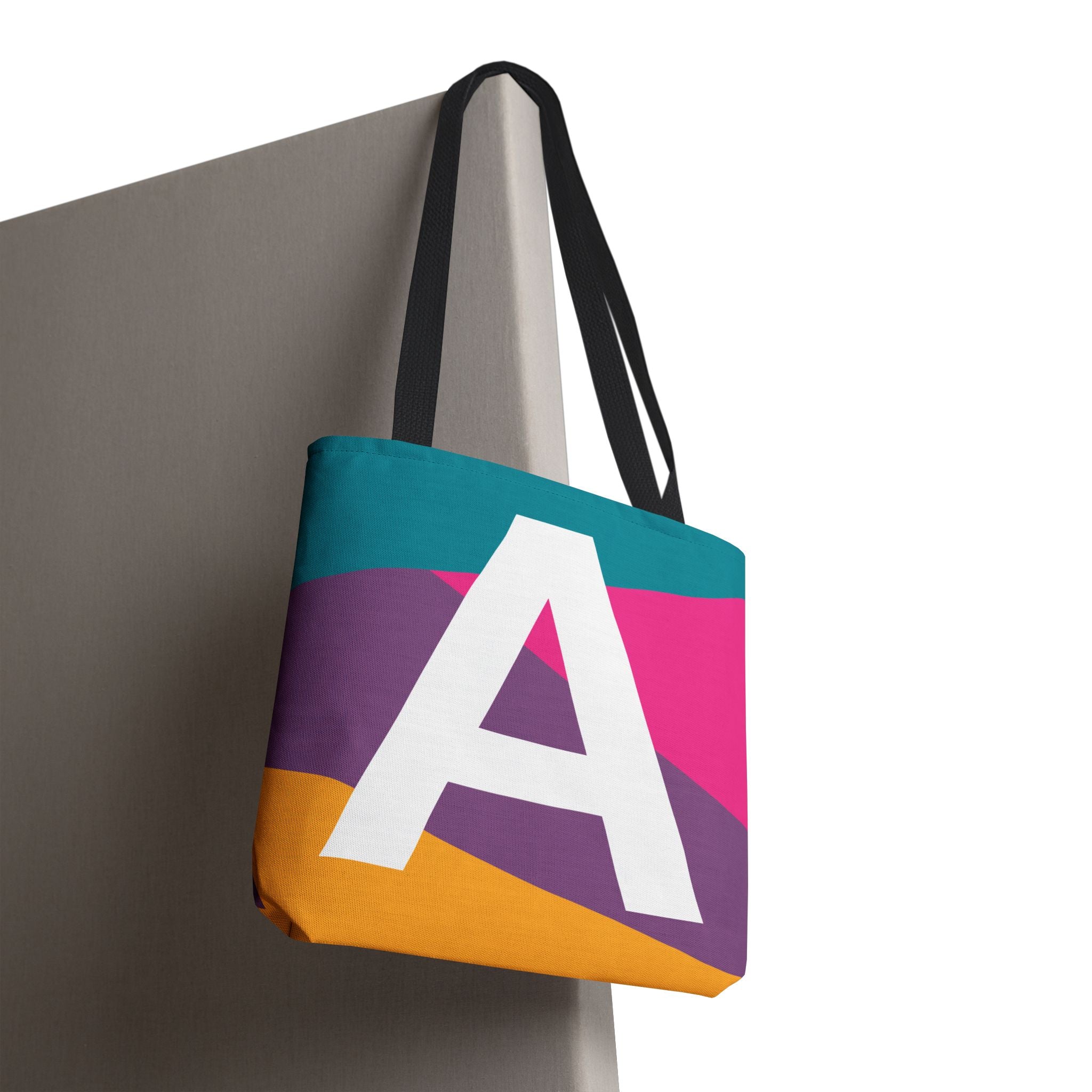 Monogram 'A' Colorblock Tote Bag — Personalized Initial A Shoulder Tote