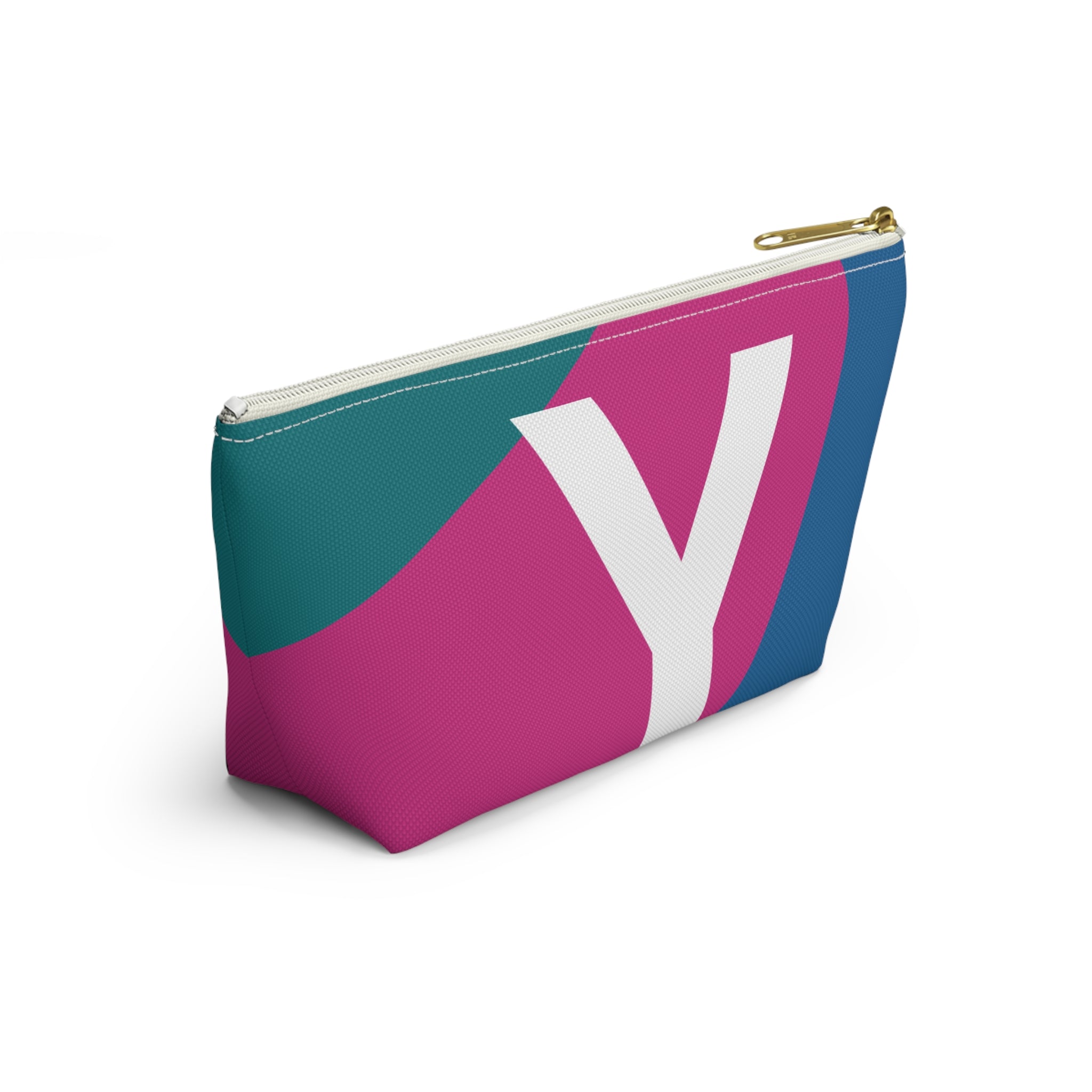 Initials Colorblock Accessory Pouch — Monogram Y T-Bottom Cosmetic Bag