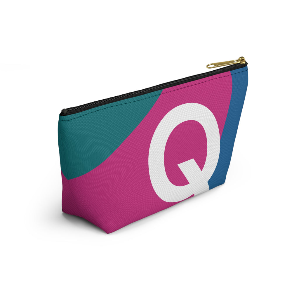 Initials Colorblock Accessory Pouch — Monogram Q T-Bottom Cosmetic Bag