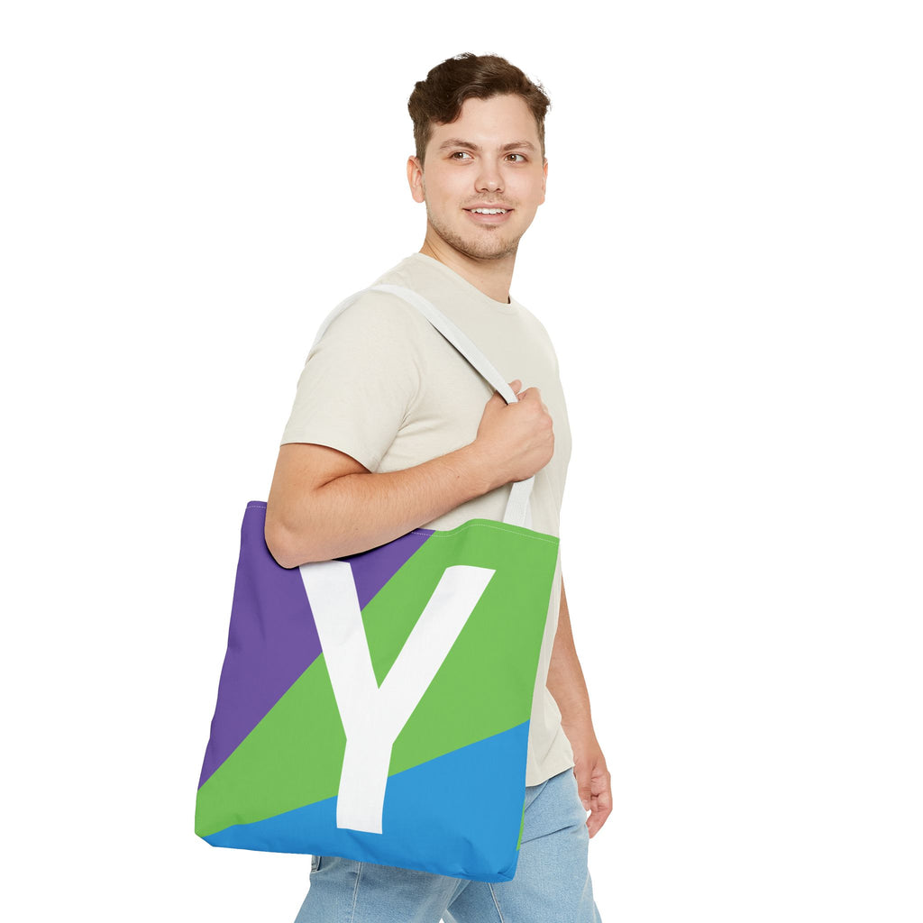 Monogram 'Y' Colorblock Tote Bag — Personalized Initial Y Shoulder Tote