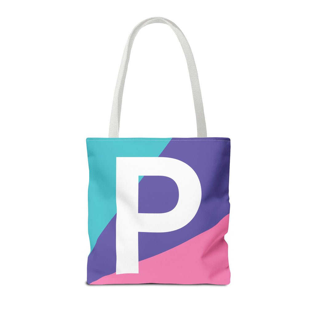Monogram 'P' Colorblock Tote Bag — Personalized Initial P Shoulder Tote