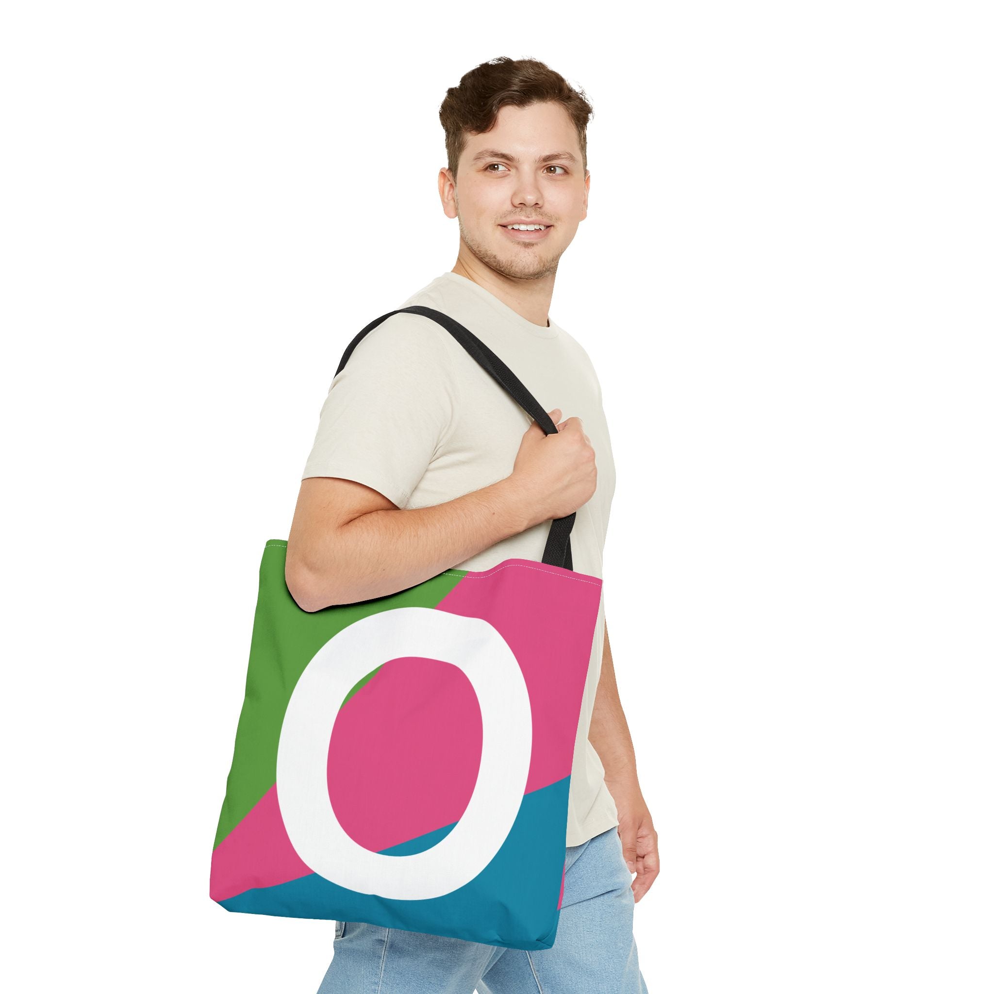 Monogram 'O' Colorblock Tote Bag — Personalized Initial O Shoulder Tote