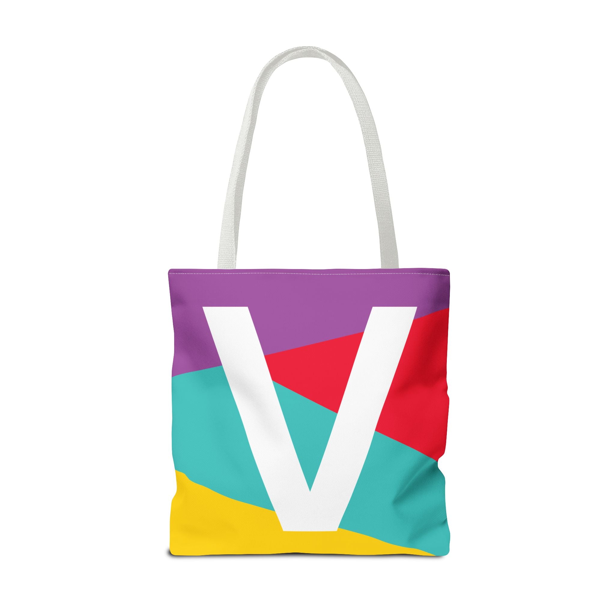 Monogram 'V' Colorblock Tote Bag — Personalized Initial V Shoulder Tote
