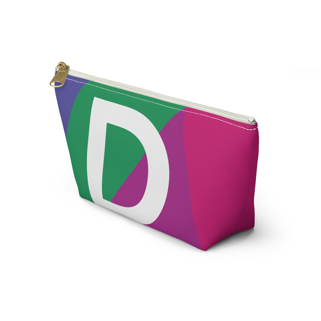Initials Colorblock Accessory Pouch — Monogram D T-Bottom Cosmetic Bag