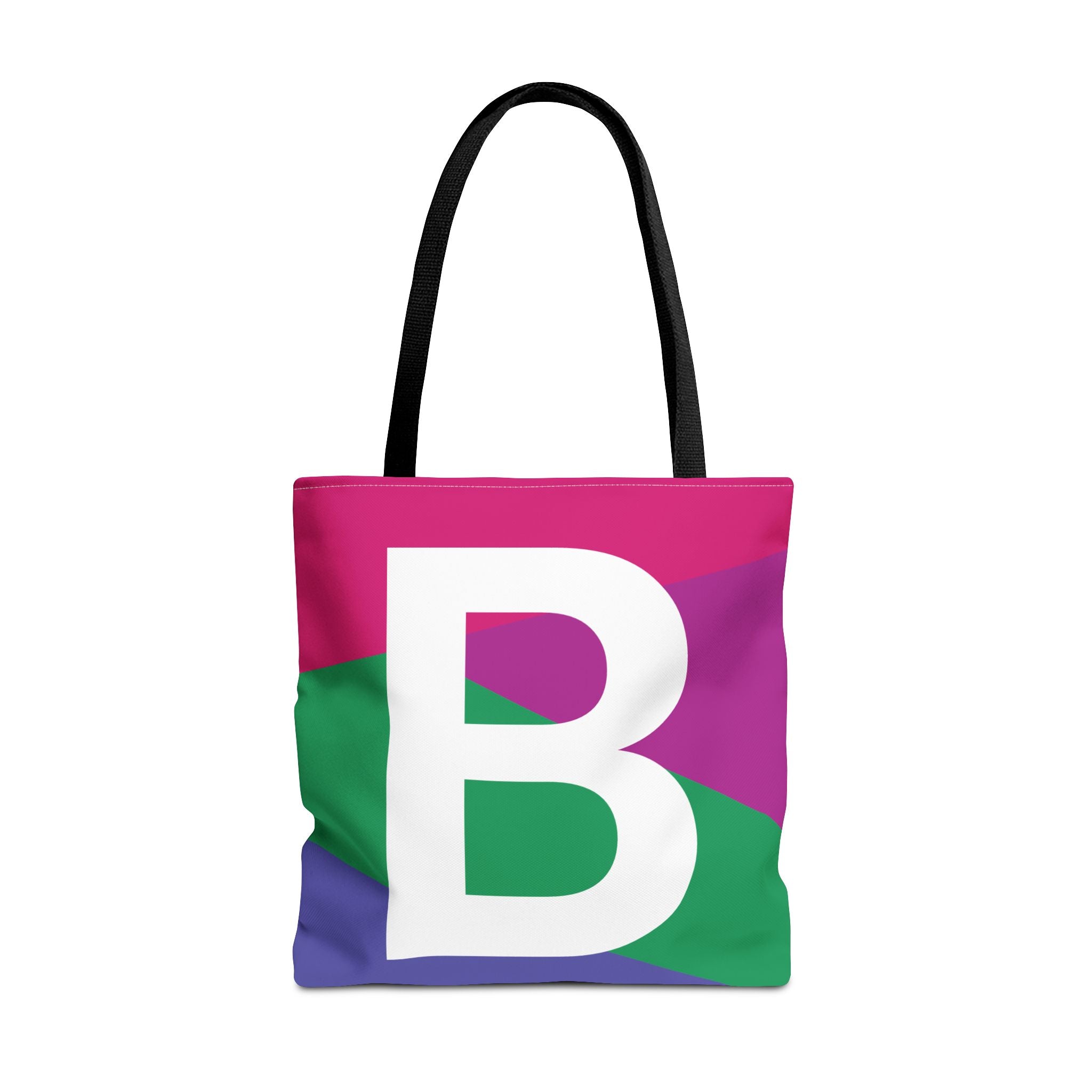 Monogram 'B' Colorblock Tote Bag — Personalized Initial B Shoulder Tote