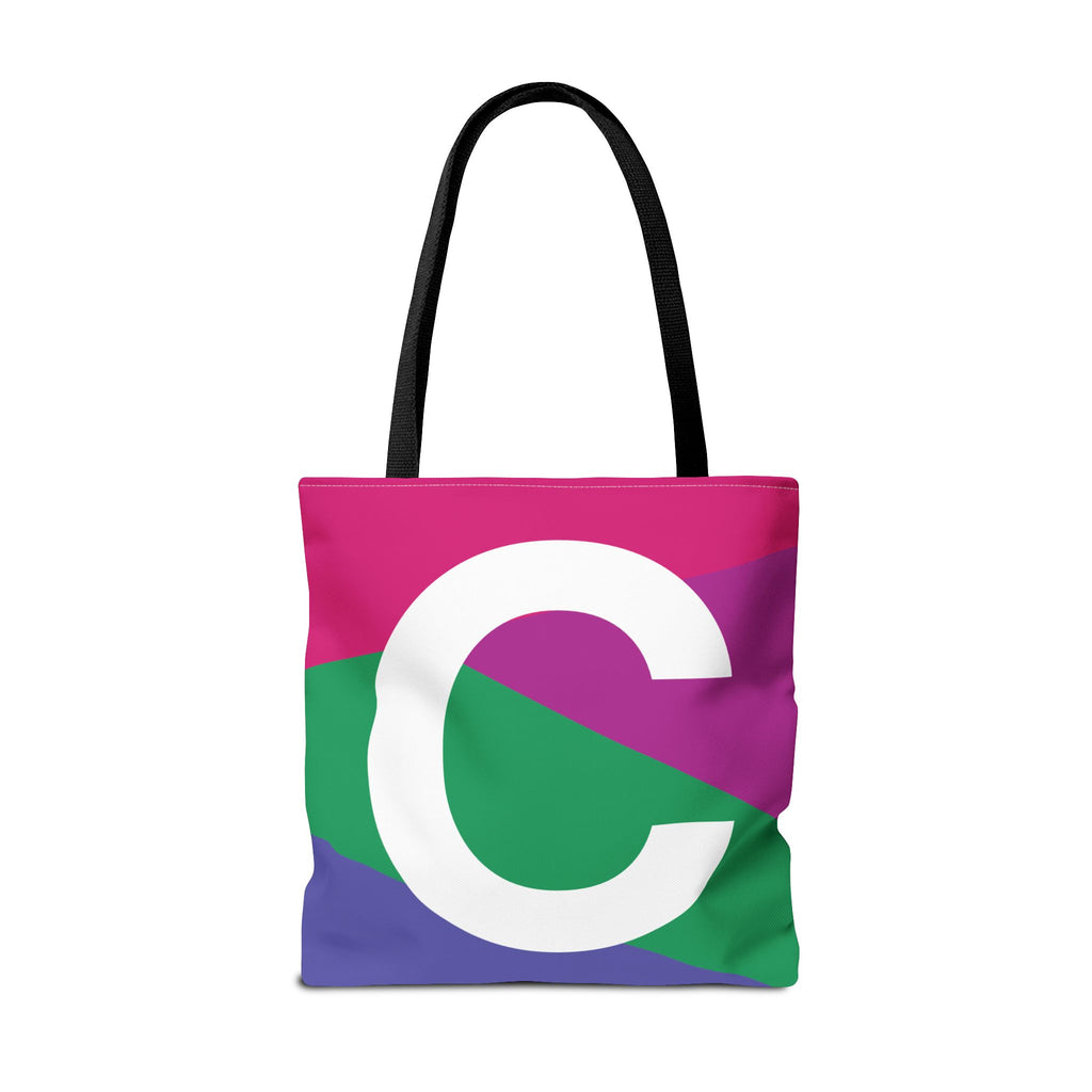 Monogram 'C' Colorblock Tote Bag — Personalized Initial C Shoulder Tote