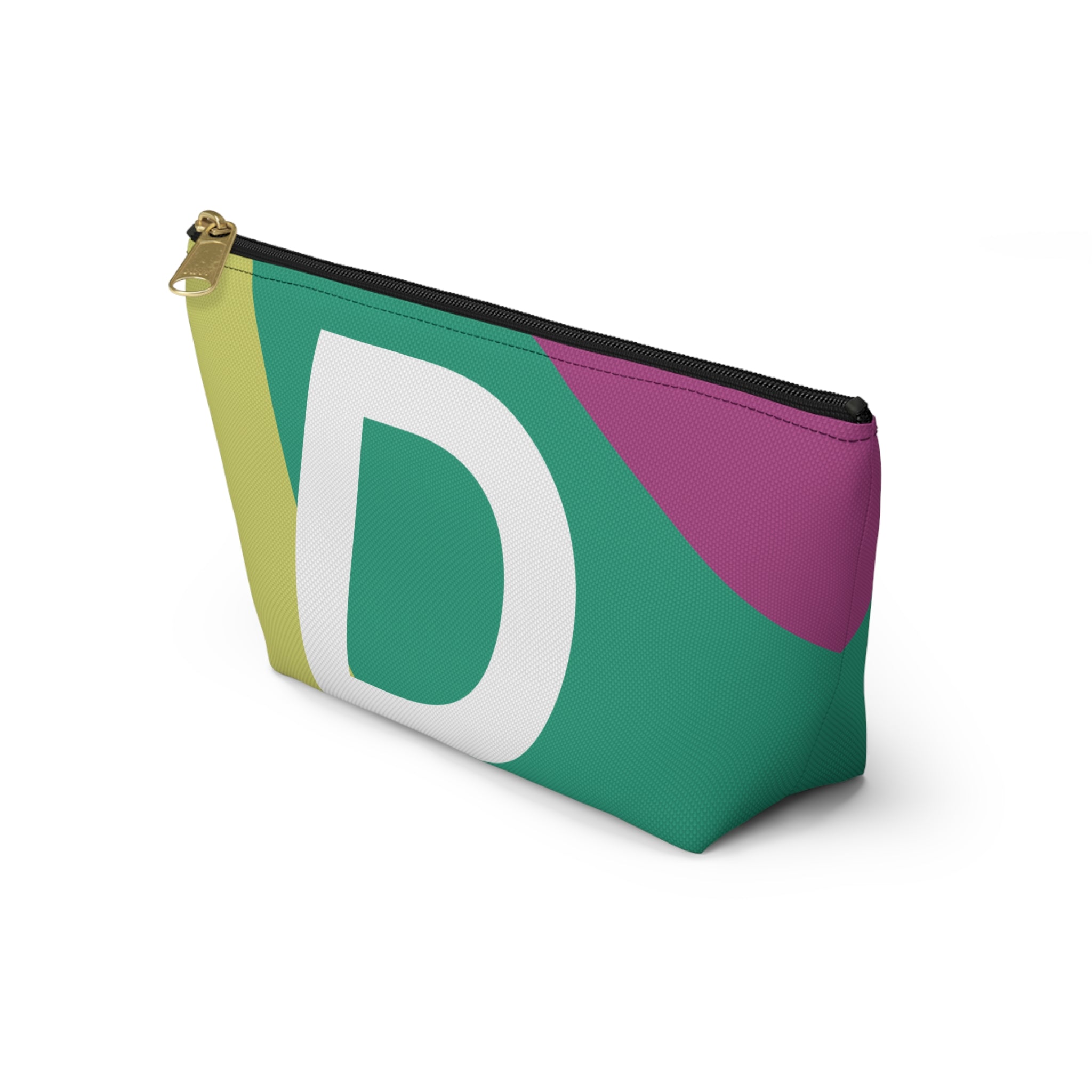 Initials Colorblock Accessory Pouch — Monogram D T-Bottom Cosmetic Bag