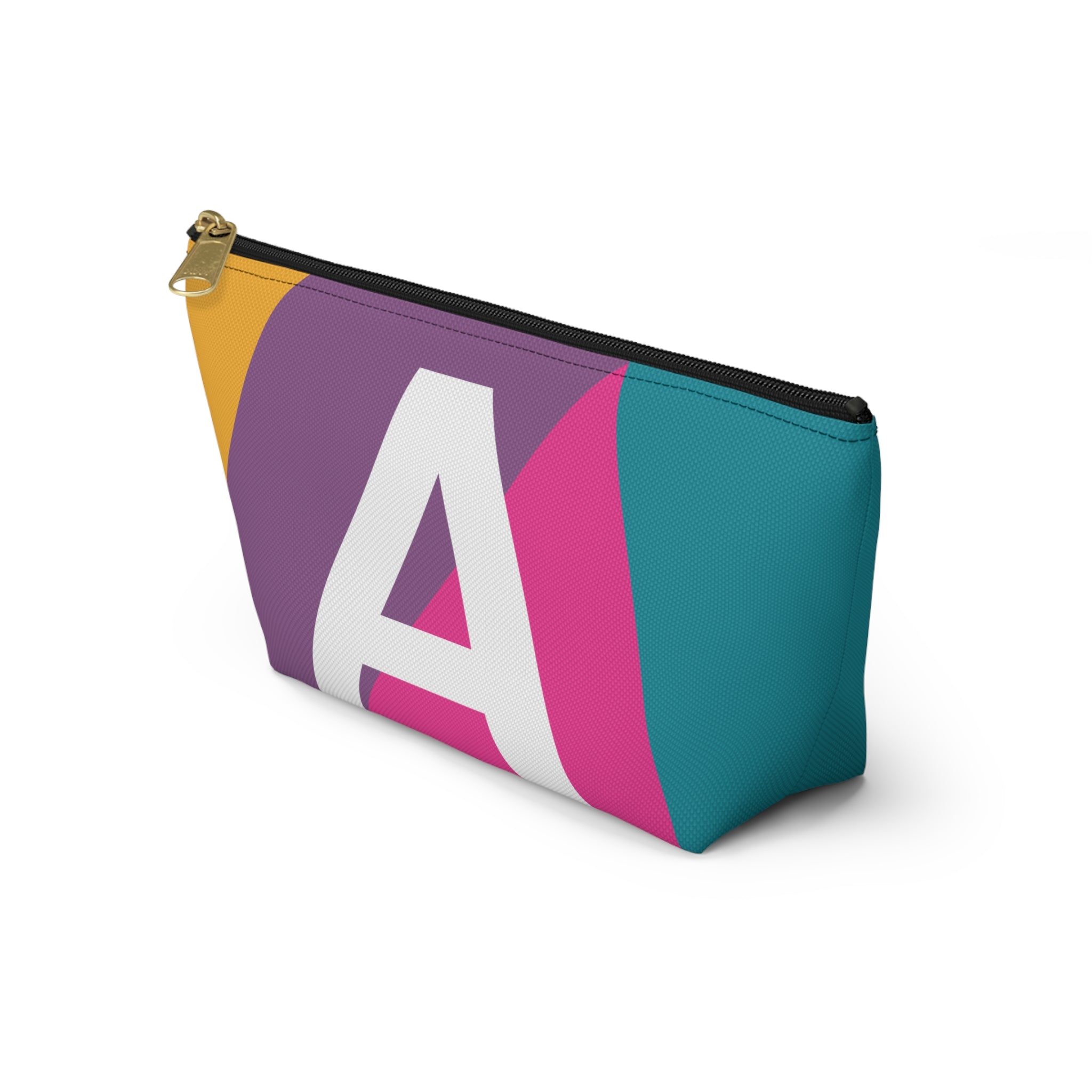 Initials Colorblock Accessory Pouch — Monogram A T-Bottom Cosmetic Bag