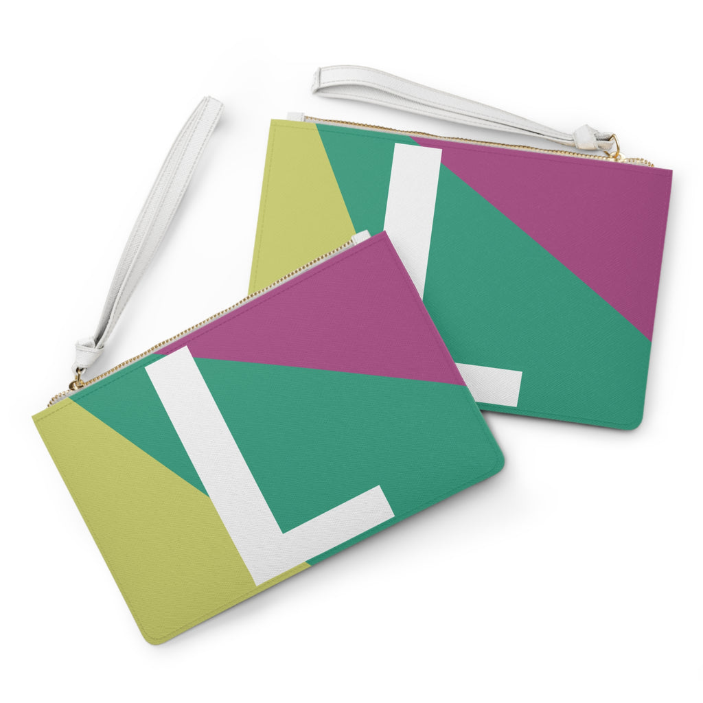 Monogram 'L' Colorblock Clutch Bag — Bold Geometric Wristlet for Everyday & Gifts