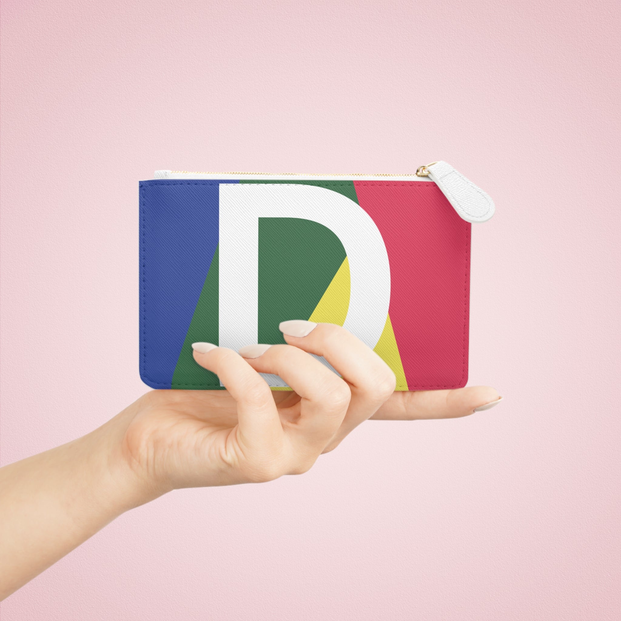 Intials D Mini Clutch — Colorblock Monogram Wristlet Wallet