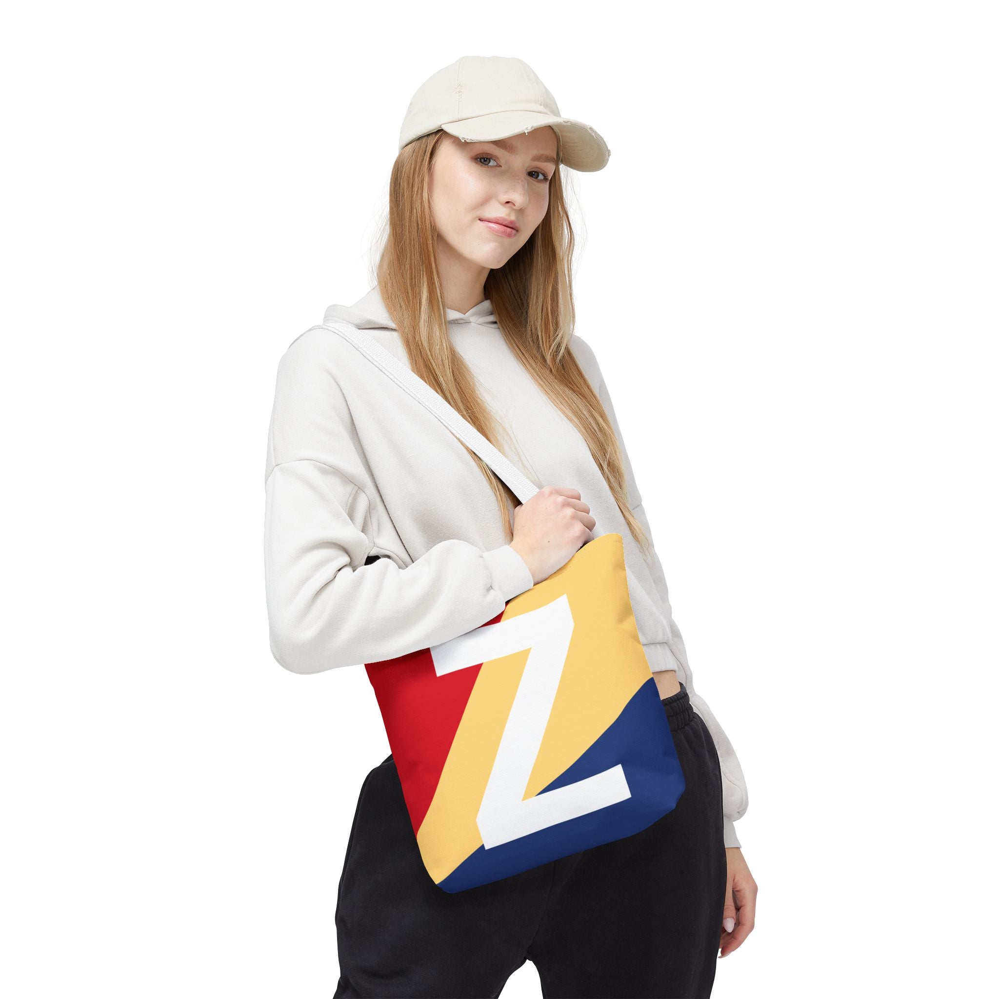 Monogram 'Z' Colorblock Tote Bag — Personalized Initial Z Shoulder Tote