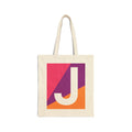 Initial J Colorblock Canvas Tote Bag — Monogram Letter J Reusable Grocery Tote