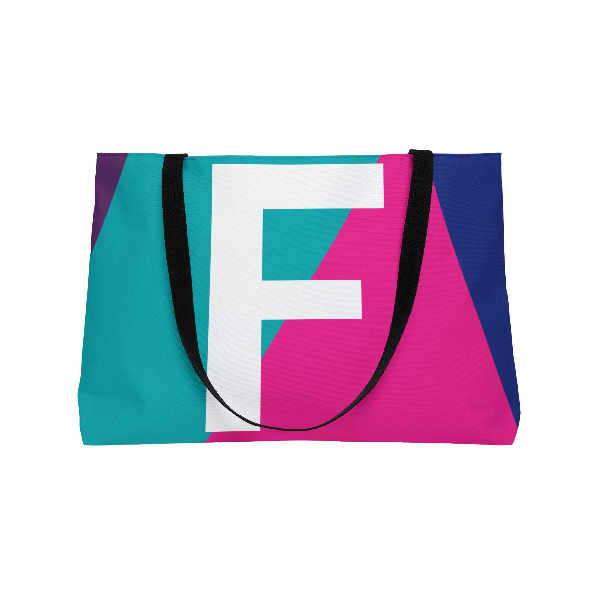 Personalized 'F' Colorblock Tote Bag — Monogram Weekender Tote