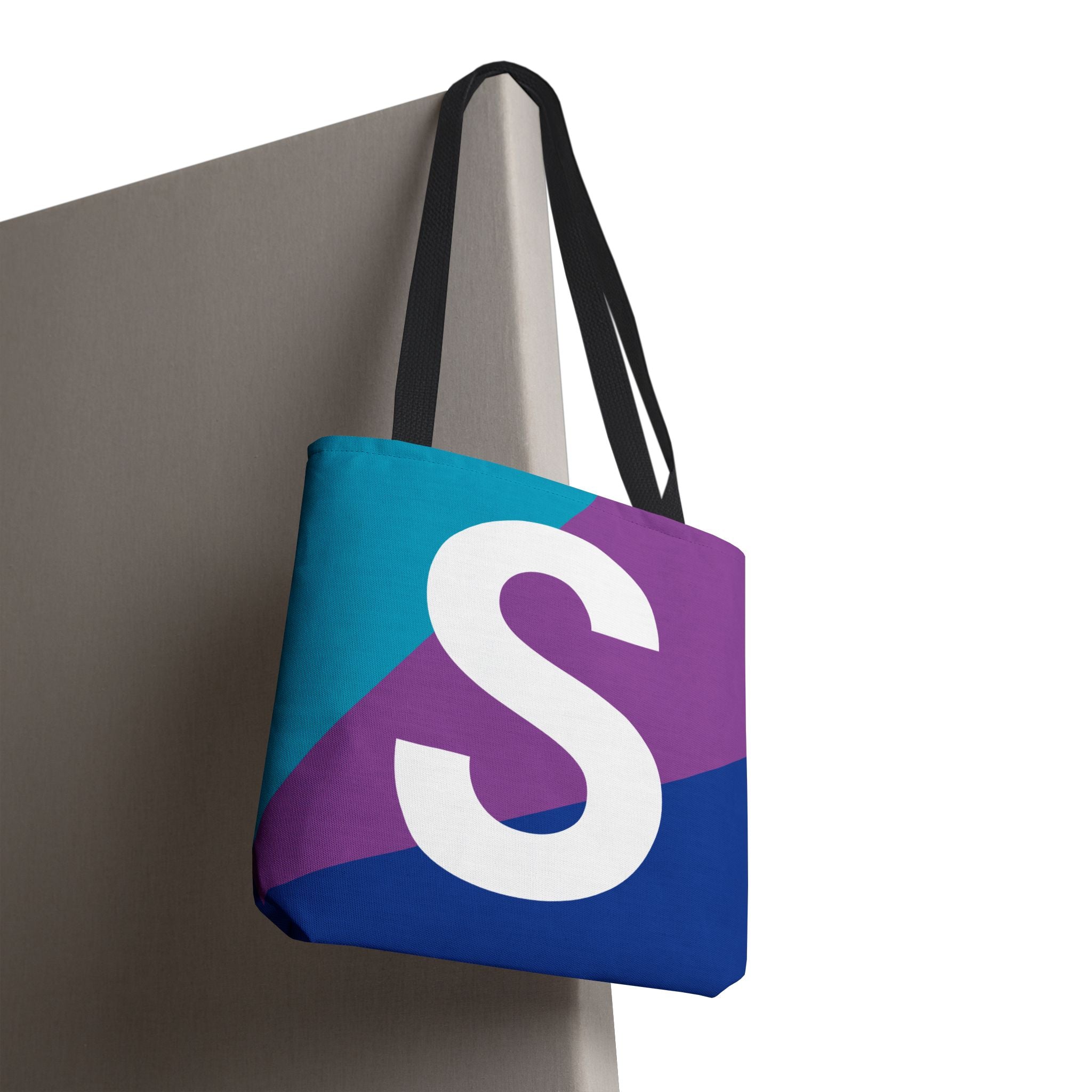 Monogram 'S' Colorblock Tote Bag — Personalized Initial S Shoulder Tote