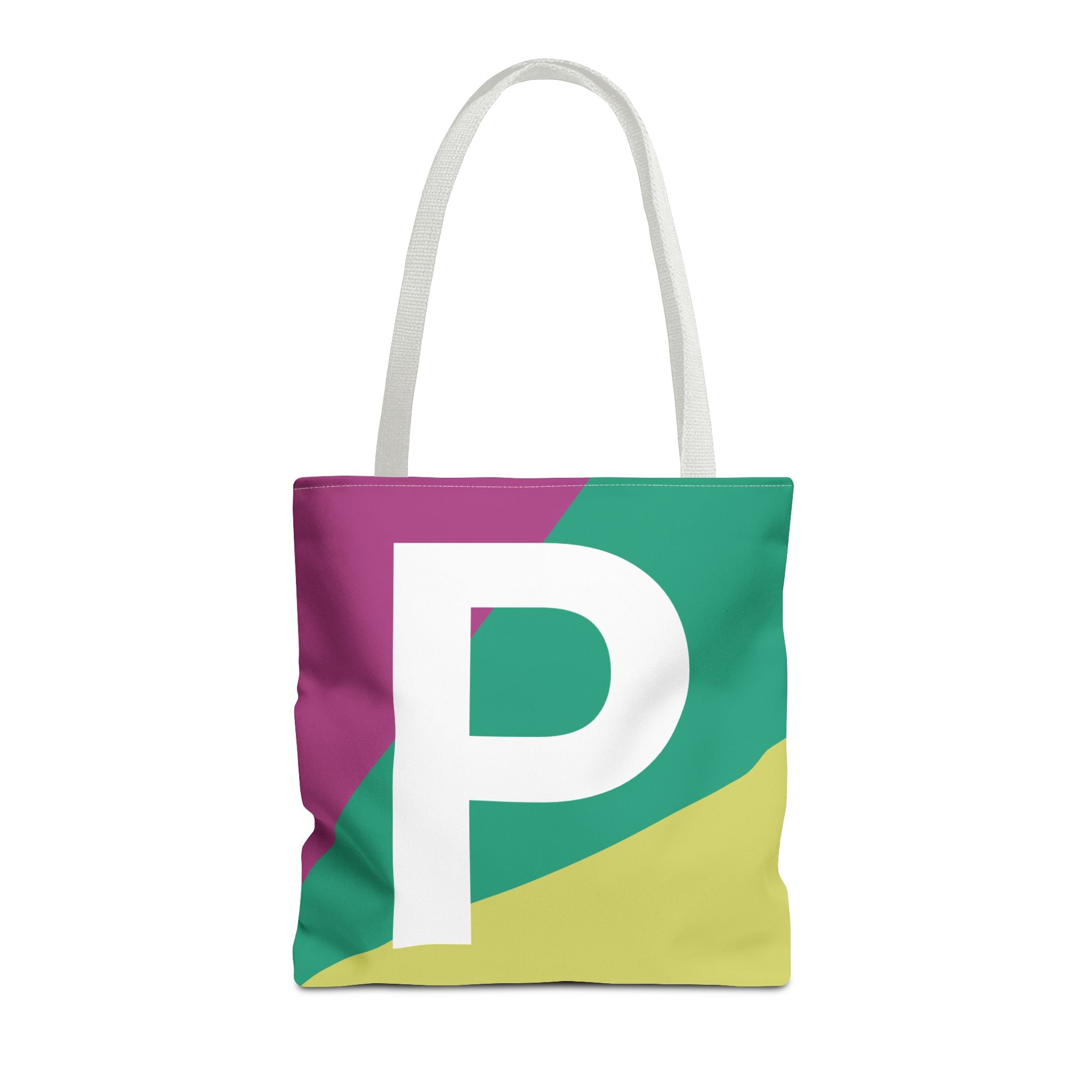 Monogram 'P' Colorblock Tote Bag — Personalized Initial P Shoulder Tote