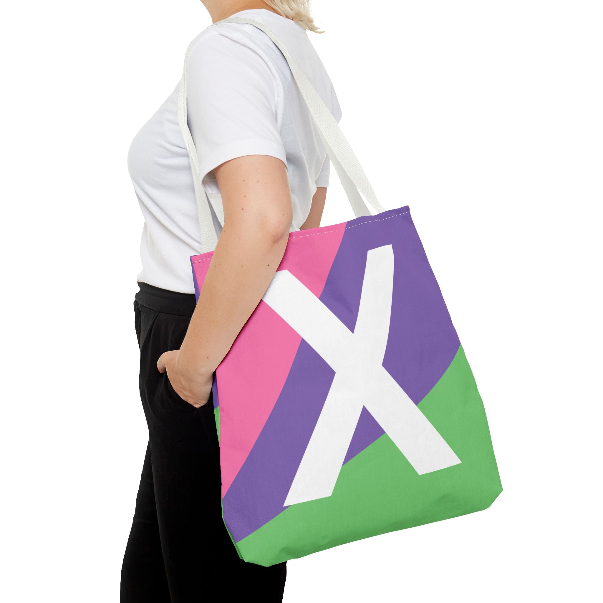 Monogram 'X' Colorblock Tote Bag — Personalized Initial X Shoulder Tote