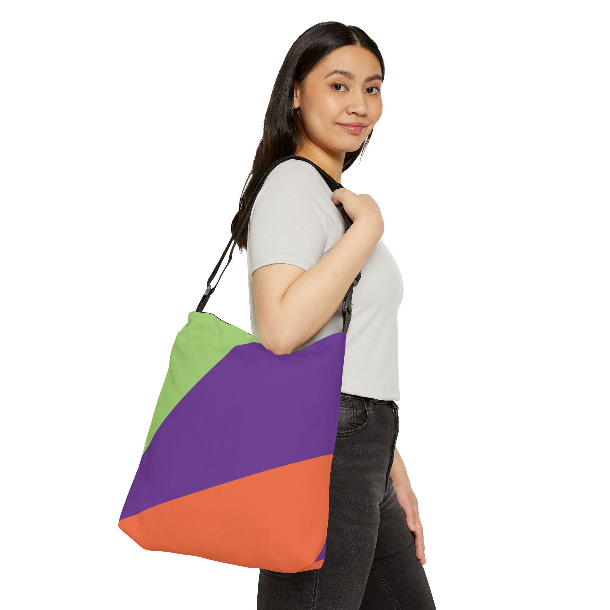 Colorblock Geometric Tote Bag — Adjustable Strap, Bright Abstract Pattern