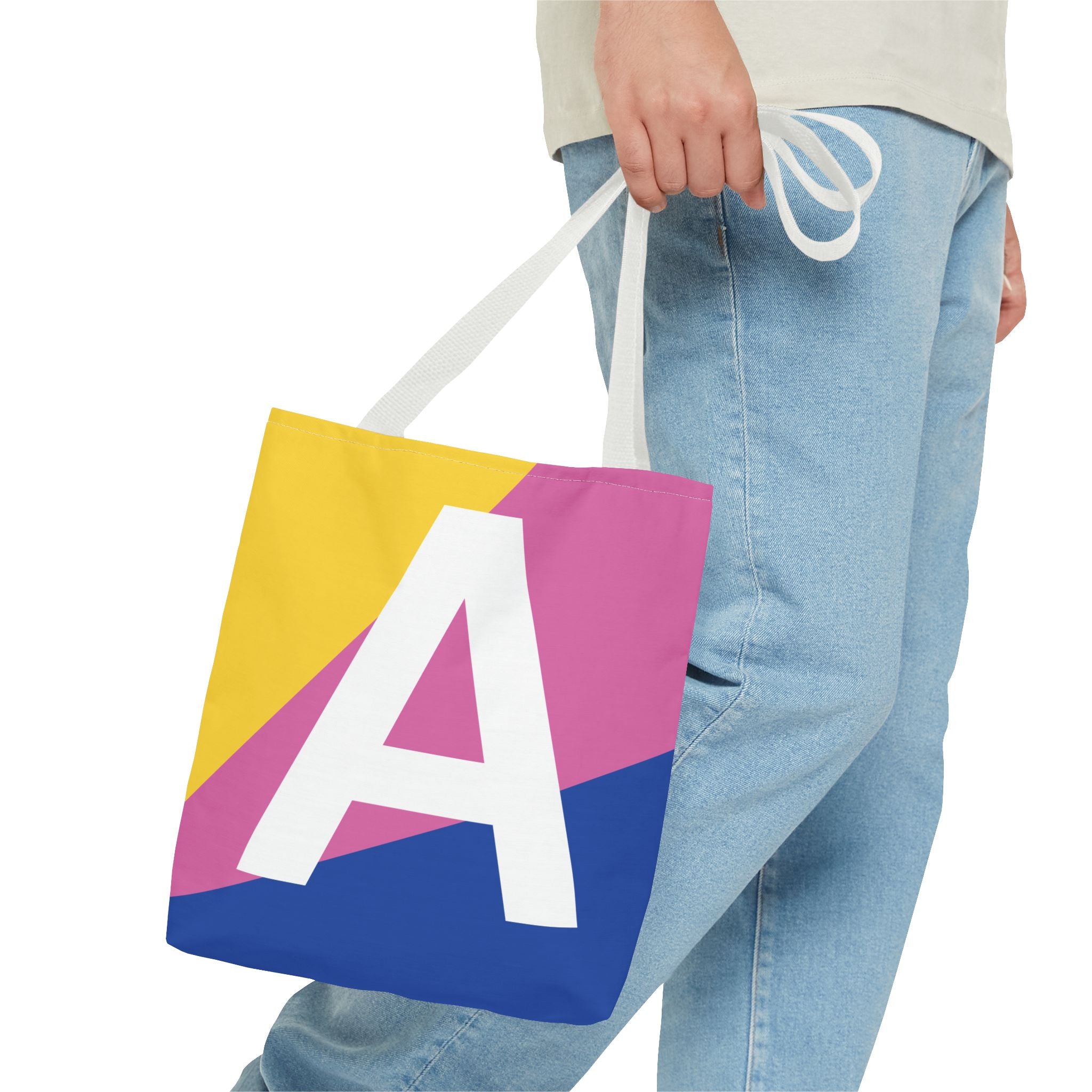 Monogram 'A' Colorblock Tote Bag — Personalized Initial A Shoulder Tote