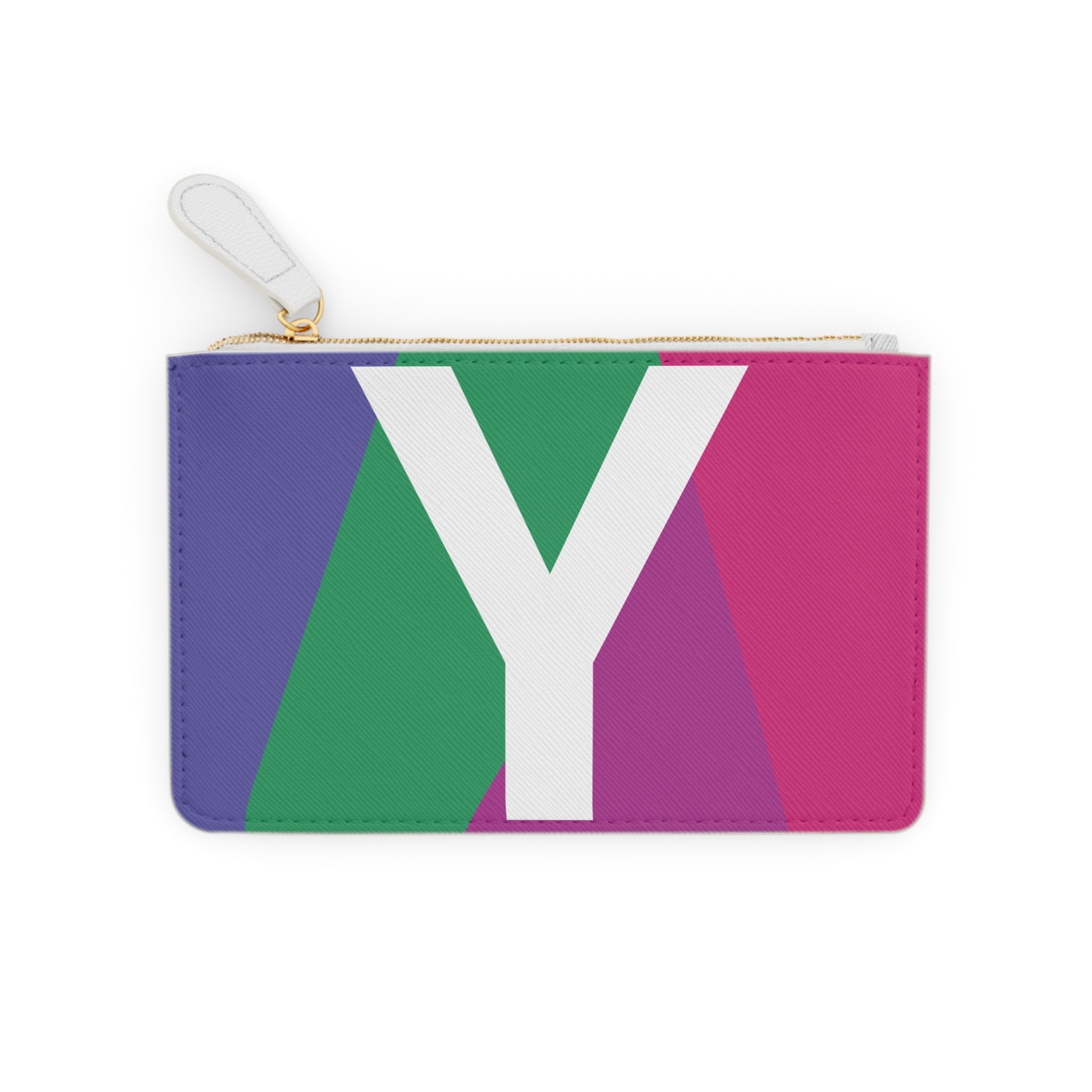 Initial Y Mini Clutch — Colorblock Monogram Wristlet Wallet