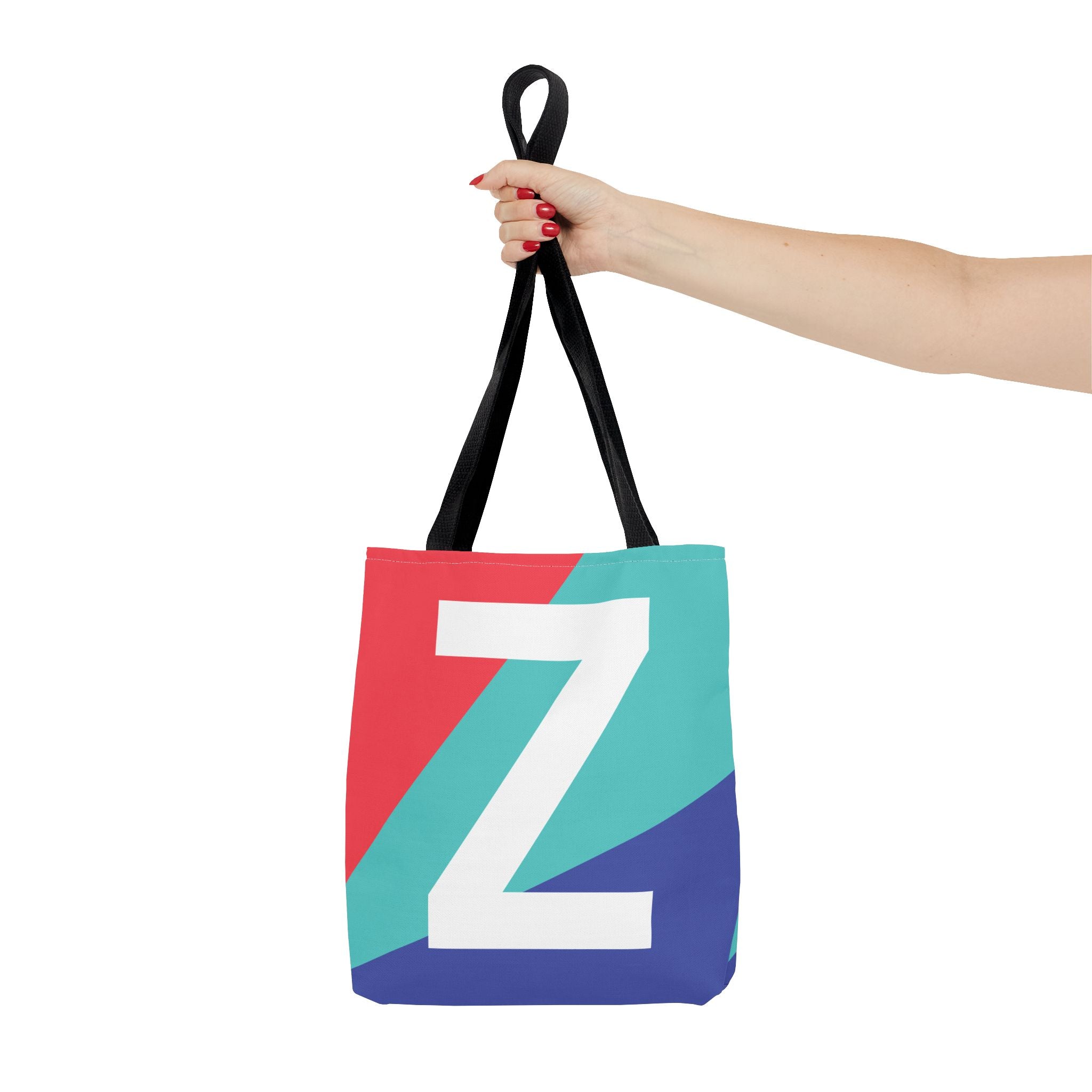 Monogram 'Z' Colorblock Tote Bag — Personalized Initial Z Shoulder Tote