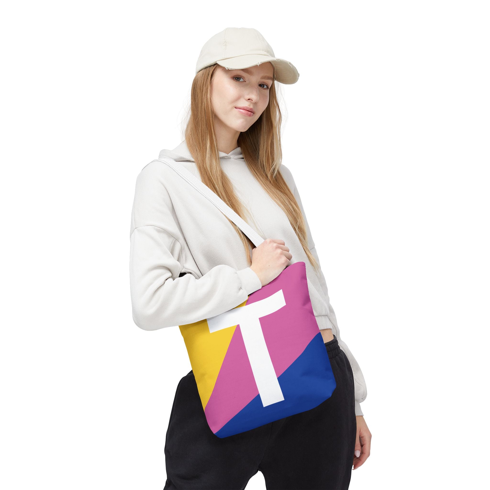 Monogram 'T' Colorblock Tote Bag — Personalized Initial T Shoulder Tote