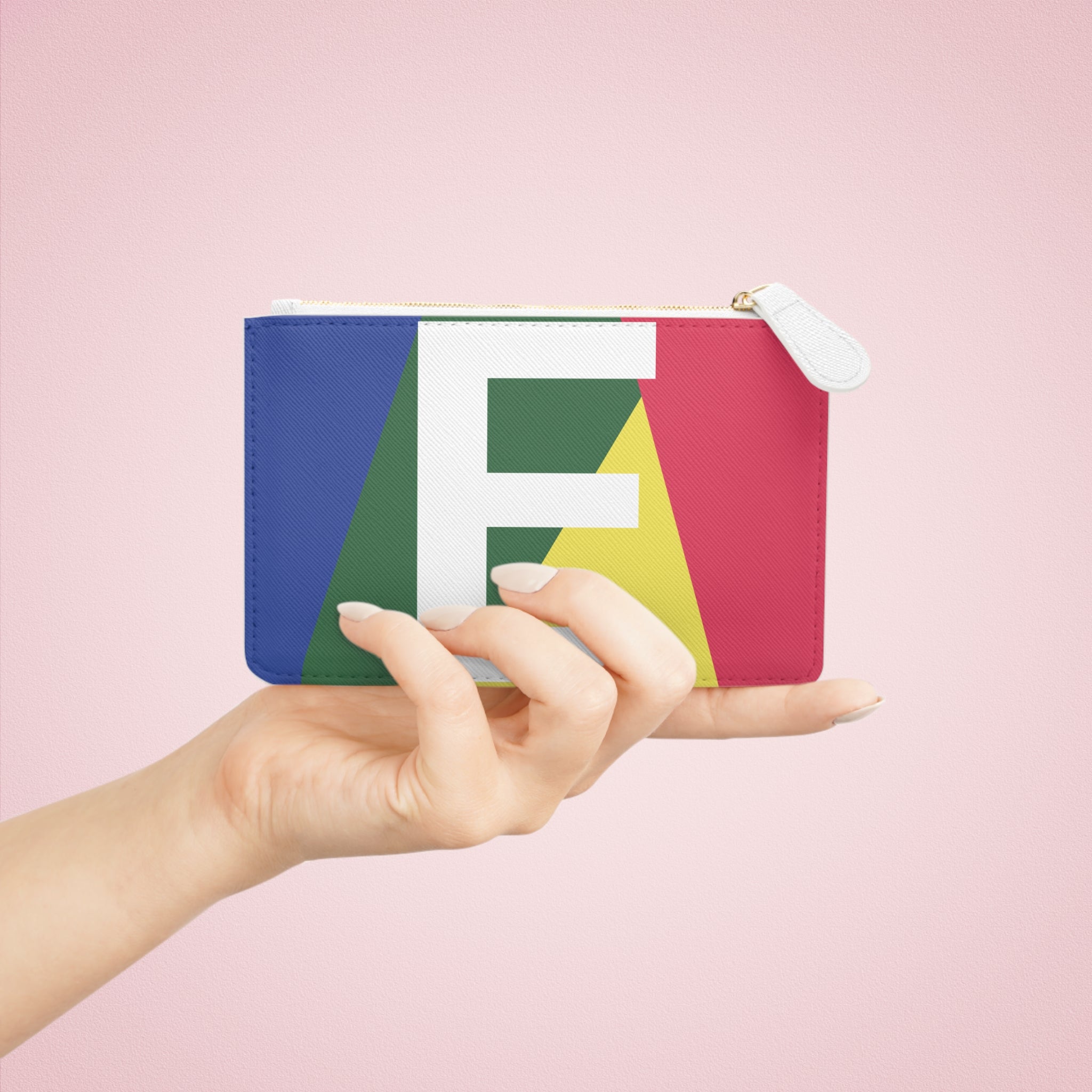 Initial E Mini Clutch — Colorblock Monogram Wristlet Wallet