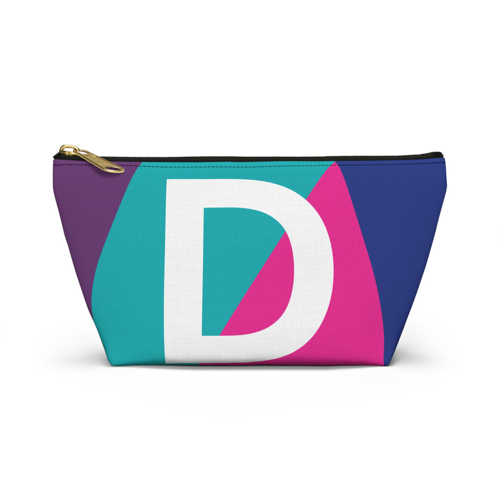 Initials Colorblock Accessory Pouch — Monogram D T-Bottom Cosmetic Bag