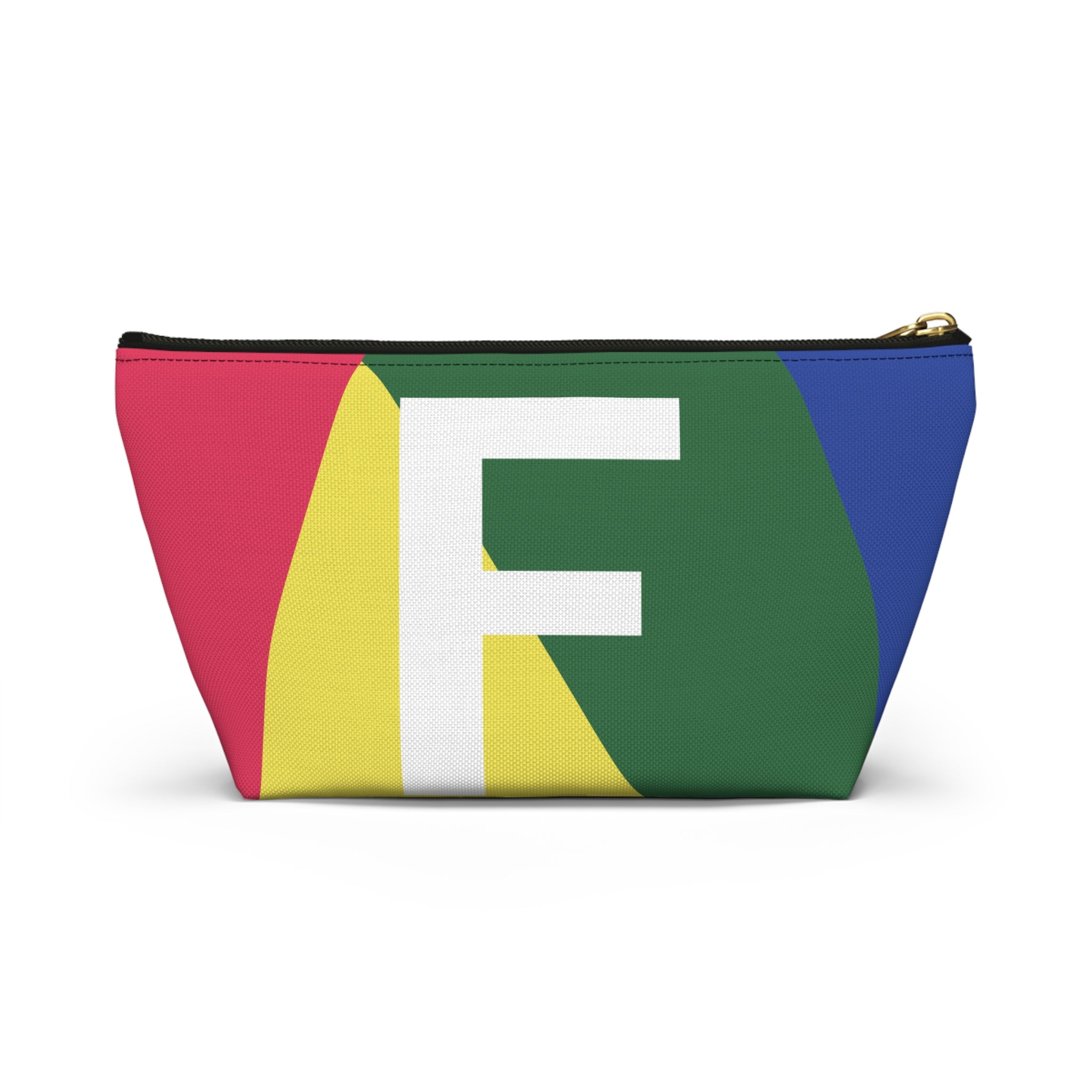 Initials Colorblock Accessory Pouch — Monogram F T-Bottom Cosmetic Bag