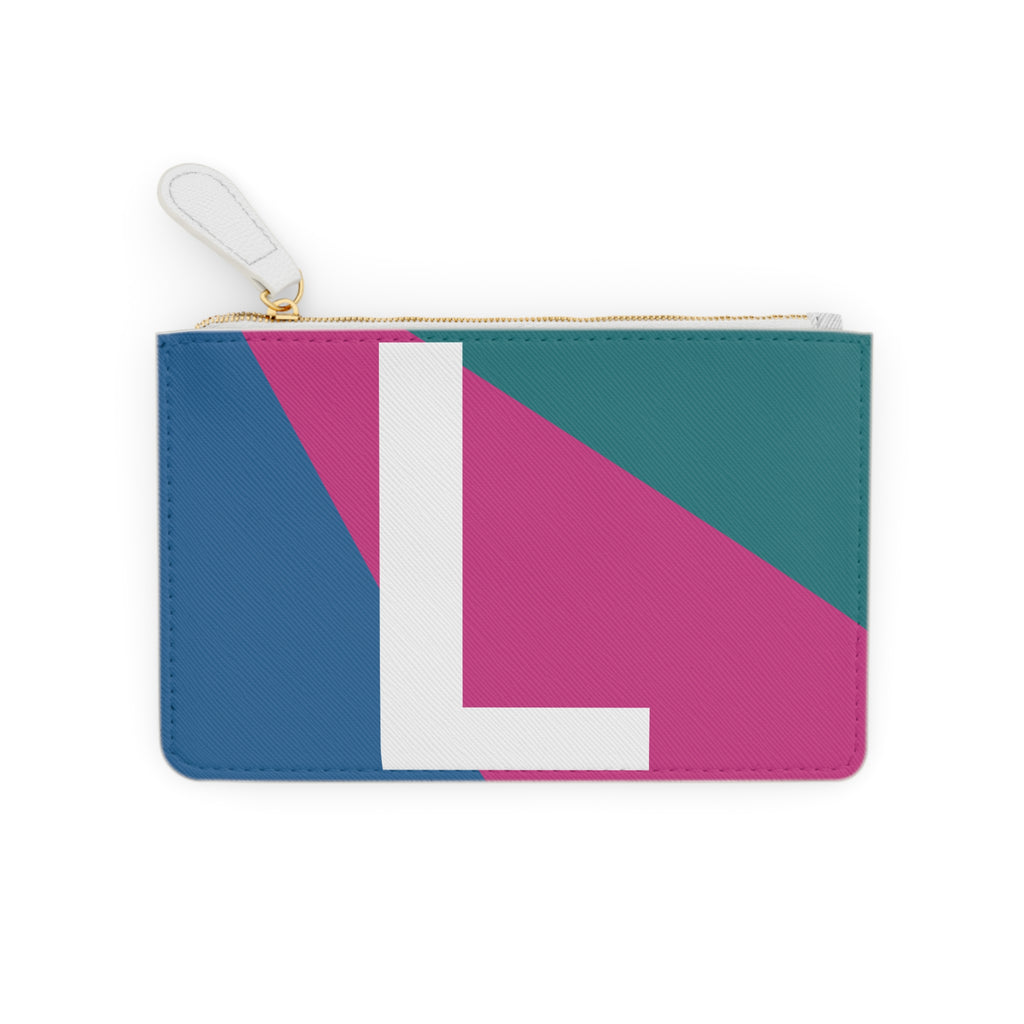 Initial L Mini Clutch — Colorblock Monogram Wristlet Wallet