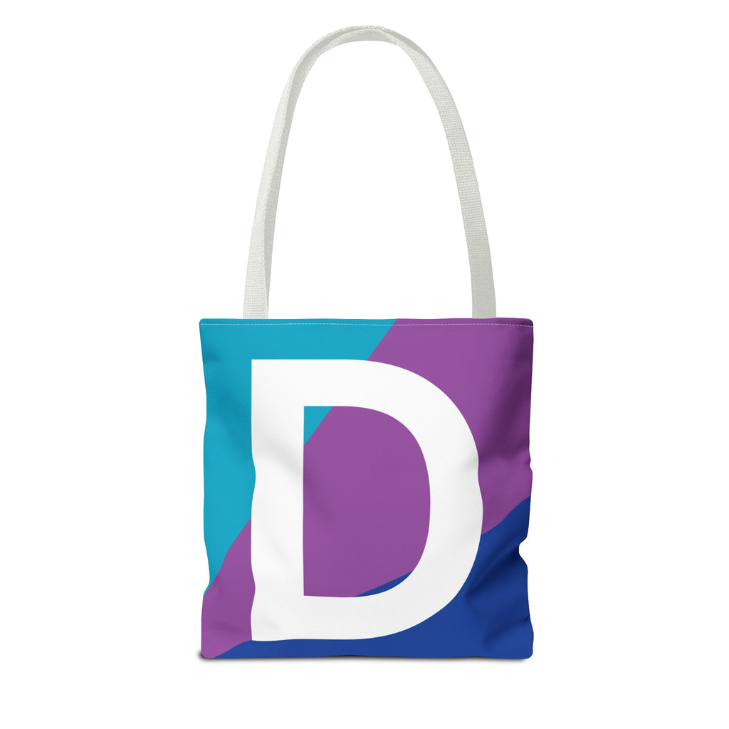 Monogram 'D' Colorblock Tote Bag — Personalized Initial D Shoulder Tote