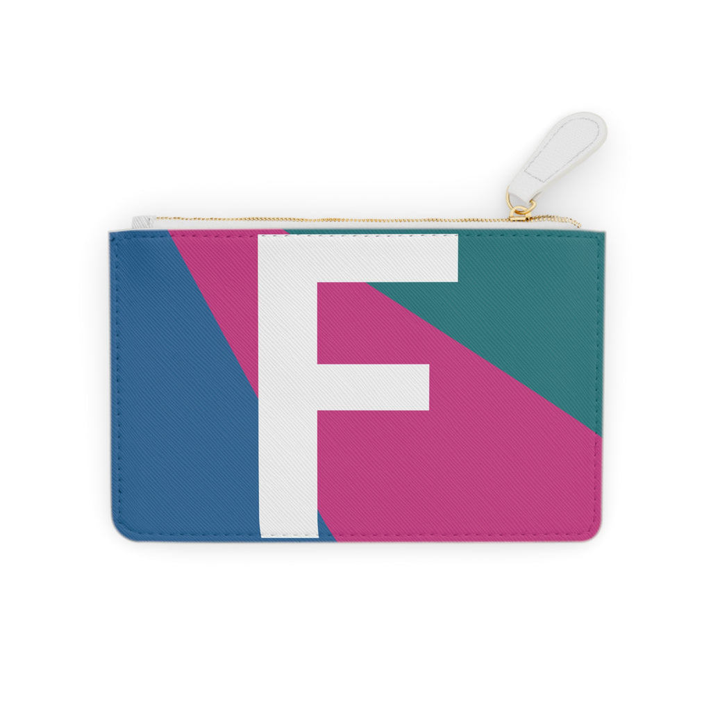 Initial F Mini Clutch — Colorblock Monogram Wristlet Wallet