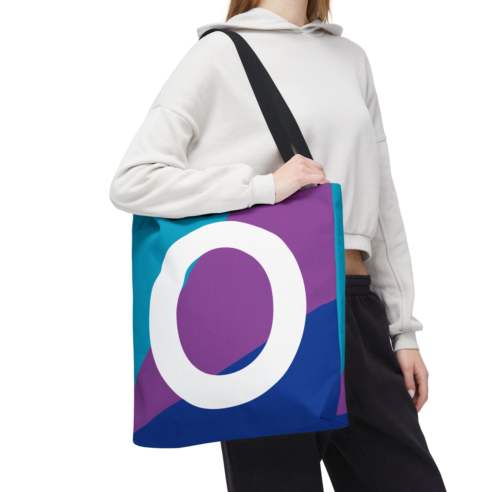 Monogram 'O' Colorblock Tote Bag — Personalized Initial O Shoulder Tote