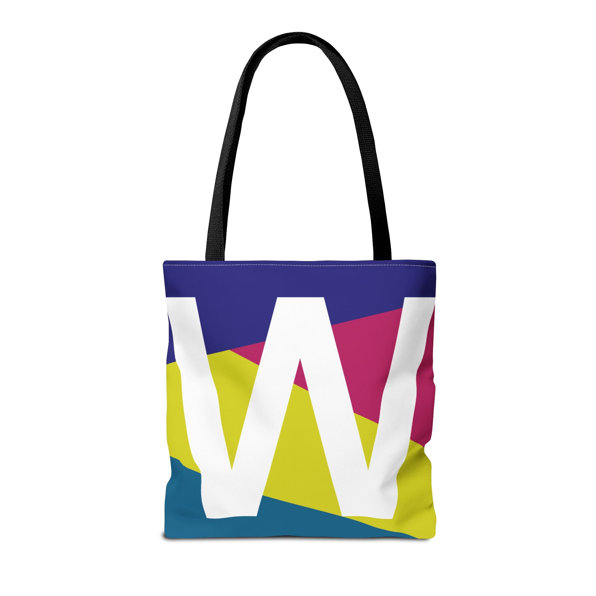 Monogram 'W' Colorblock Tote Bag — Personalized Initial W Shoulder Tote