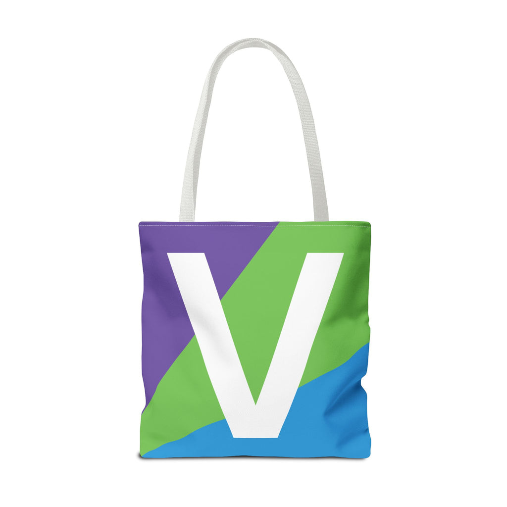 Monogram 'V' Colorblock Tote Bag — Personalized Initial V Shoulder Tote