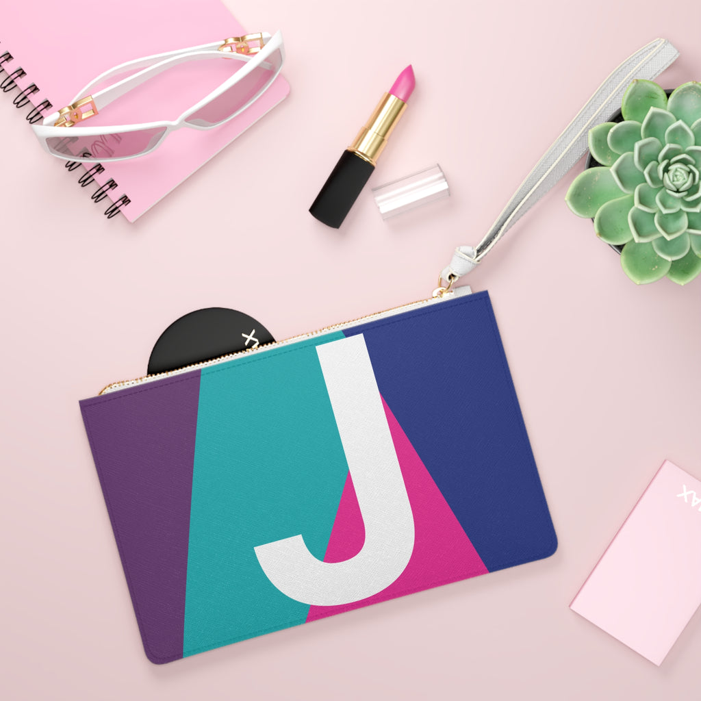 Monogram 'J' Colorblock Clutch Bag — Bold Geometric Wristlet for Everyday & Gifts