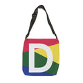 Initial Letter 'D' Colorblock Adjustable Tote Bag — Monogram Alphabet Shoulder Bag