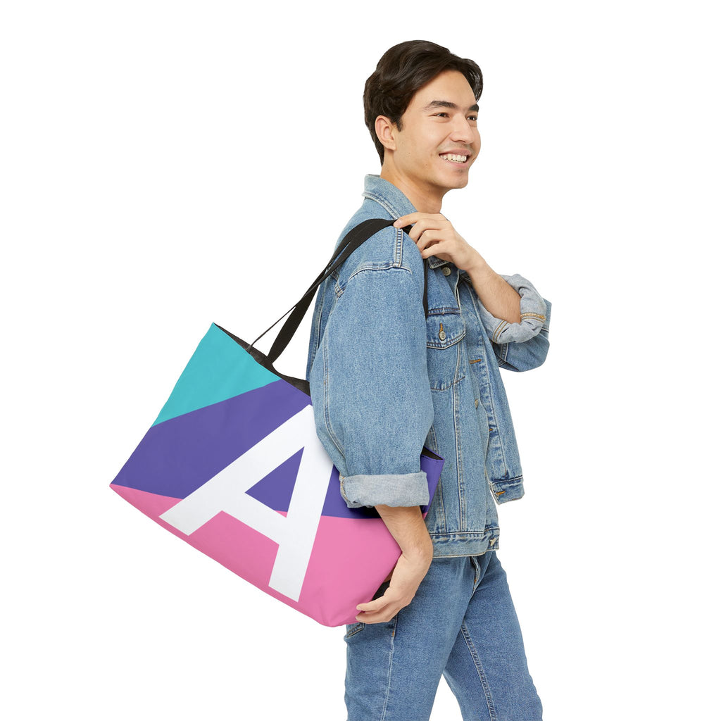 Personalized 'A' Colorblock Tote Bag — Monogram Weekender Tote