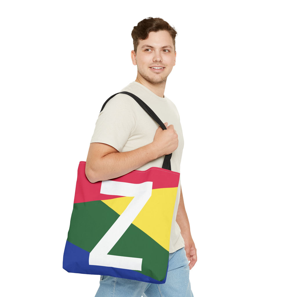 Monogram 'Z' Colorblock Tote Bag — Personalized Initial Z Shoulder Tote