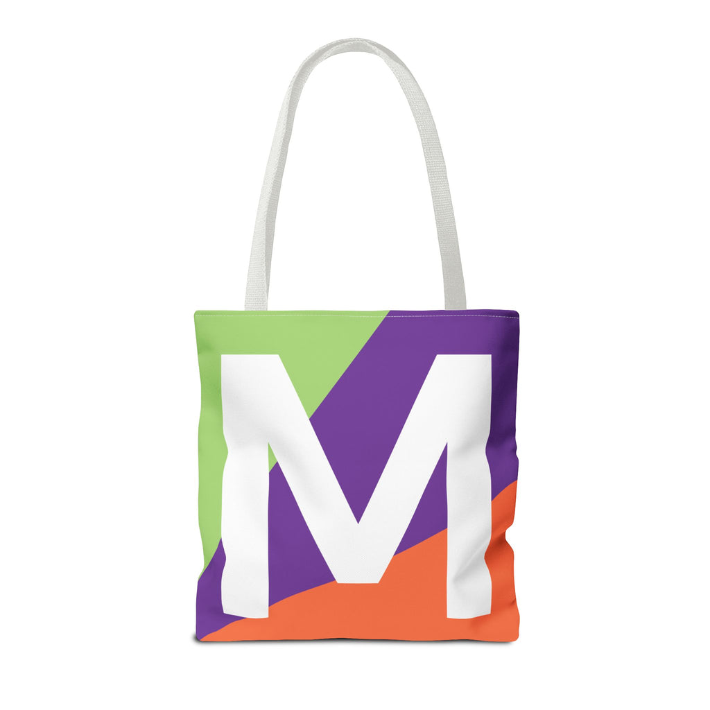 Monogram 'M' Colorblock Tote Bag — Personalized Initial M Shoulder Tote