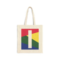 Initial I Colorblock Canvas Tote Bag — Monogram Letter I Reusable Grocery Tote
