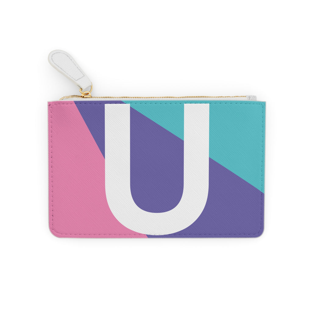 Initial U Mini Clutch — Colorblock Monogram Wristlet Wallet