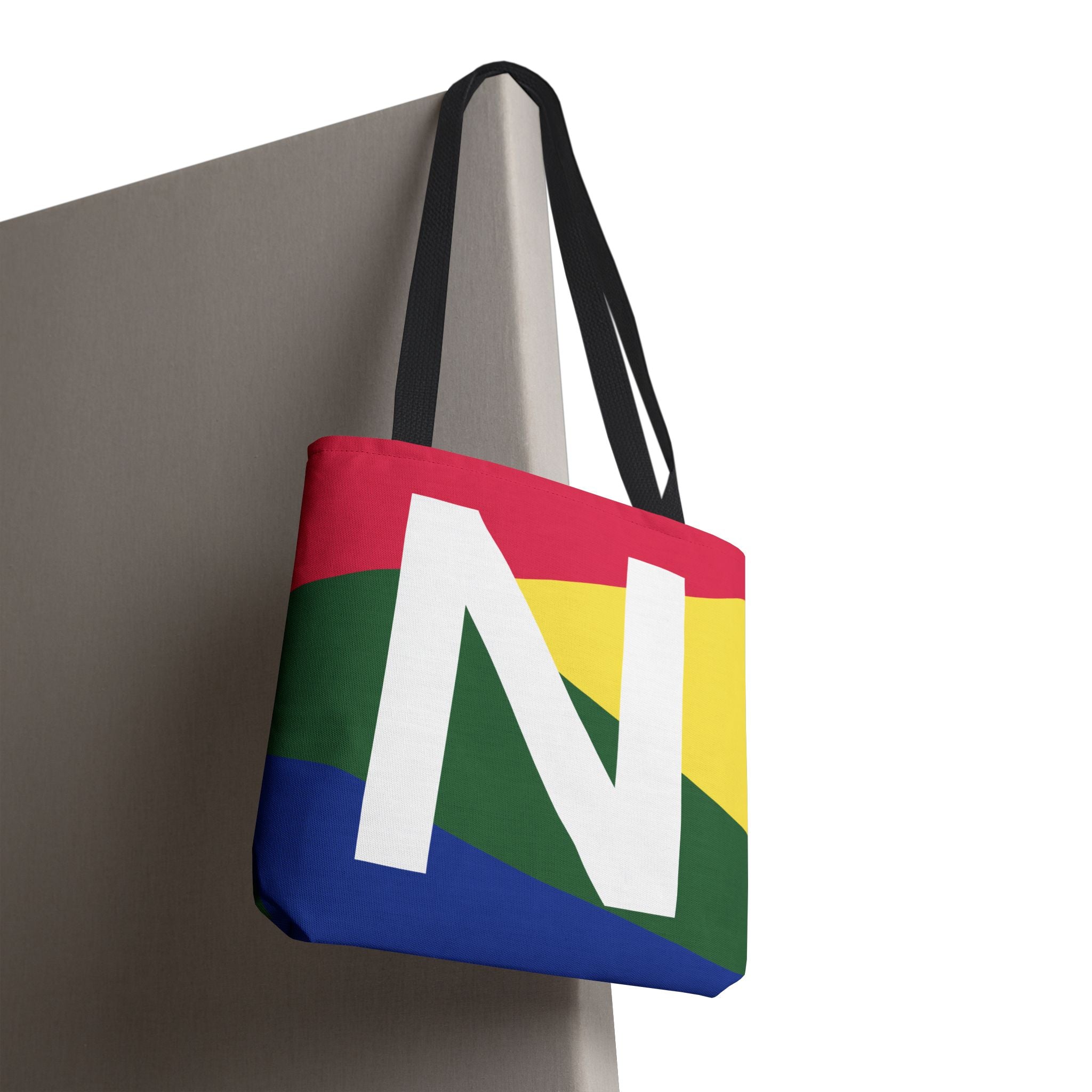 Monogram 'N' Colorblock Tote Bag — Personalized Initial N Shoulder Tote