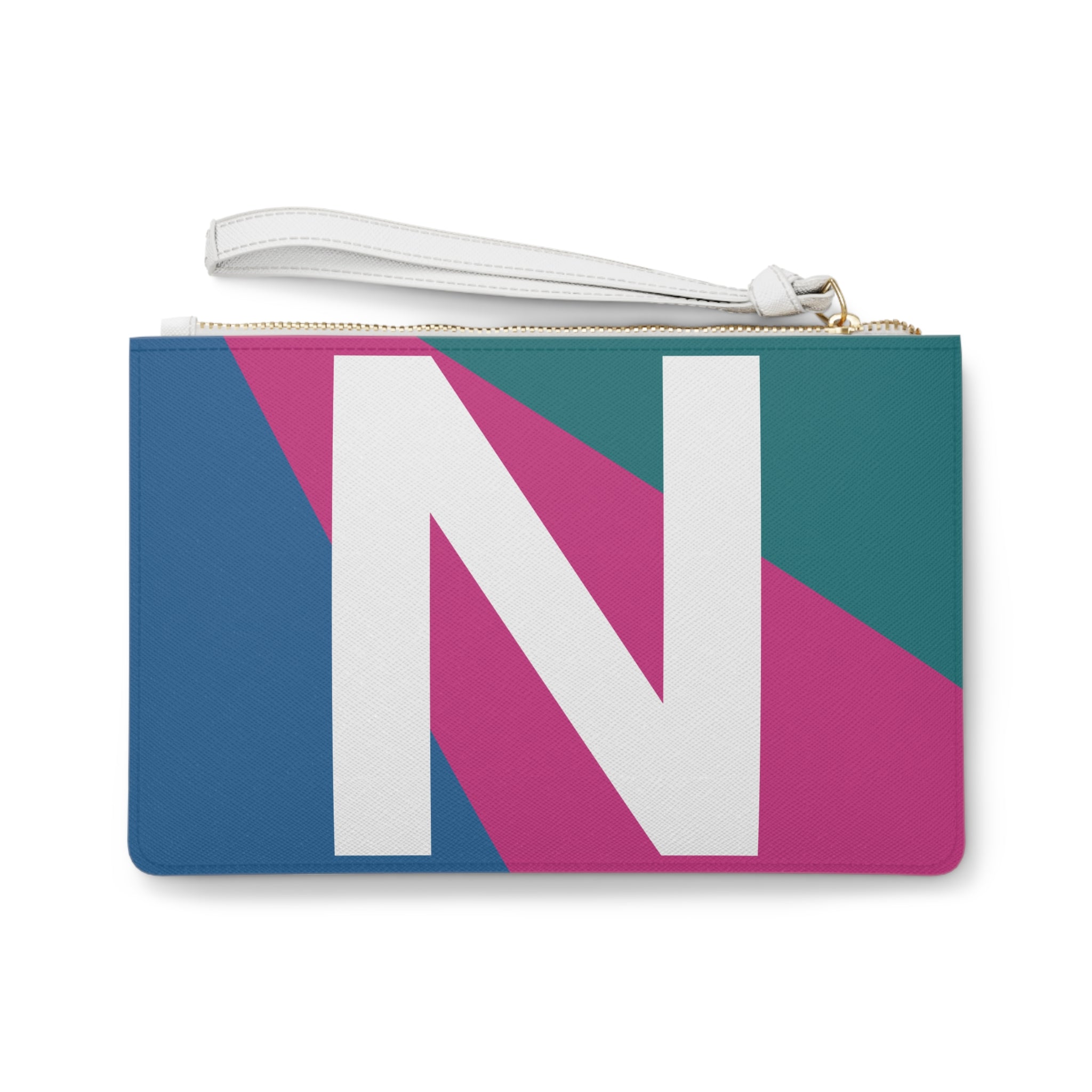 Monogram 'N' Colorblock Clutch Bag — Bold Geometric Wristlet for Everyday & Gifts