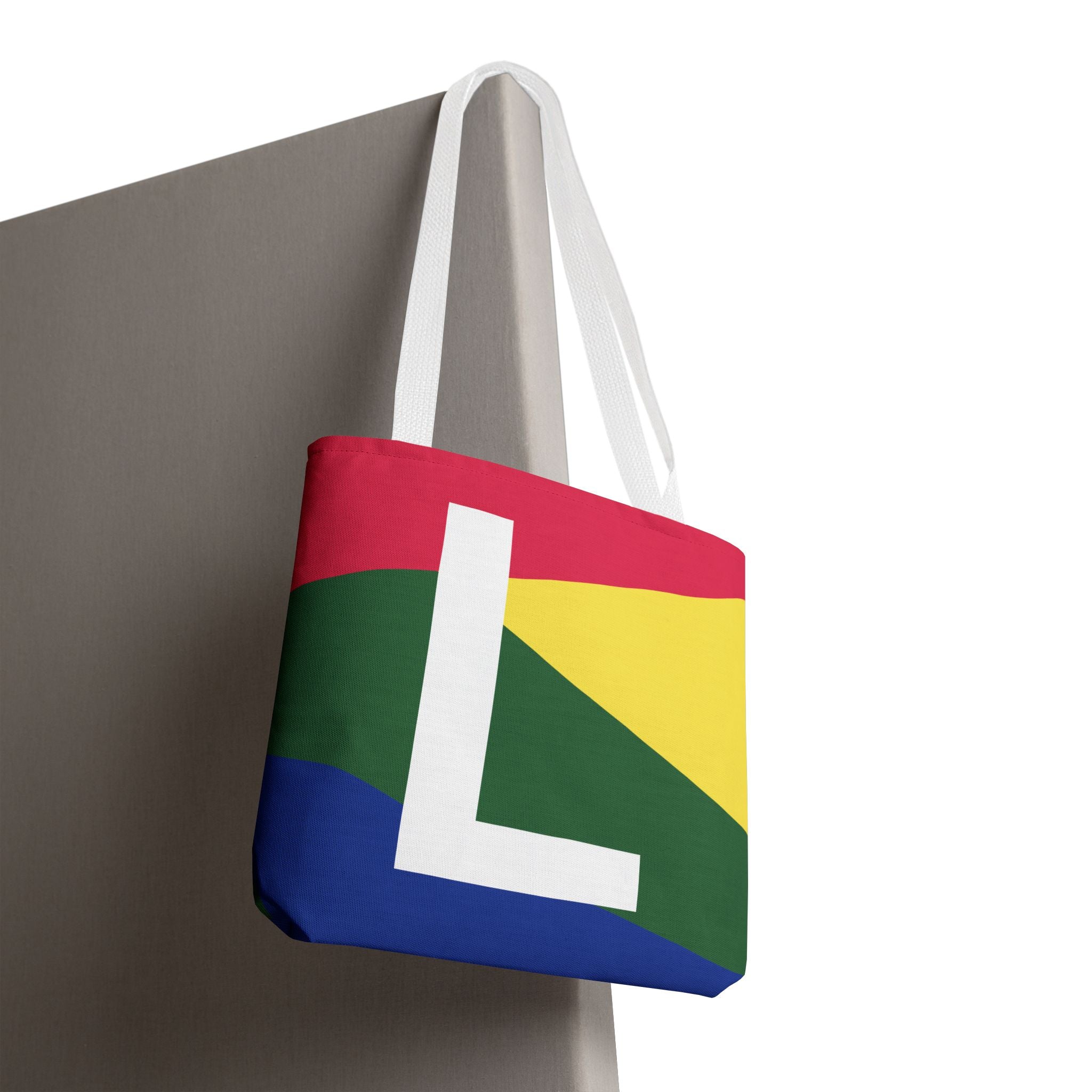 Monogram 'L' Colorblock Tote Bag — Personalized Initial L Shoulder Tote