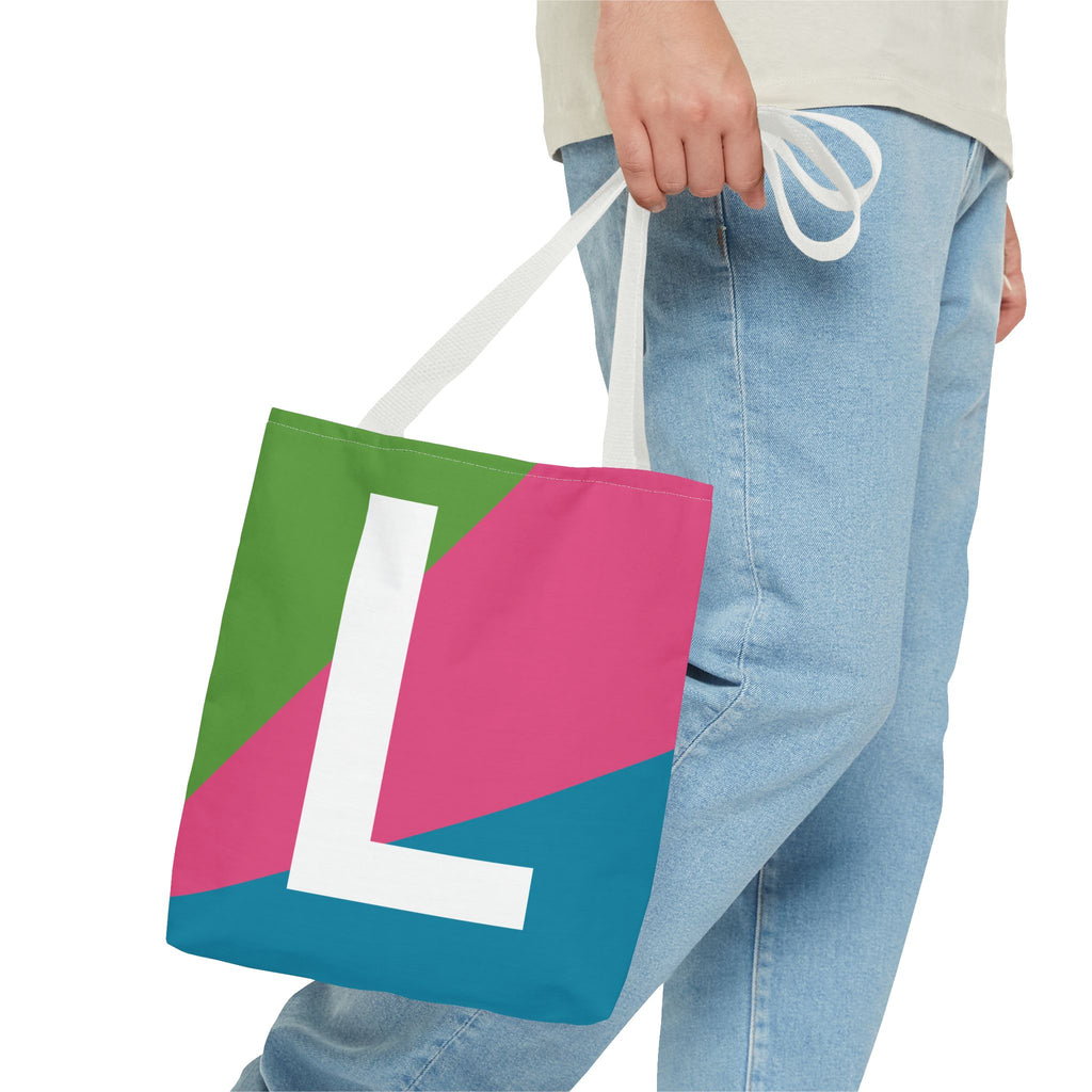 Monogram 'L' Colorblock Tote Bag — Personalized Initial L Shoulder Tote