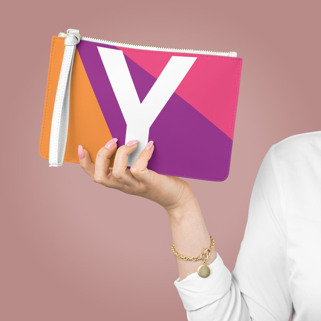 Monogram 'Y' Colorblock Clutch Bag — Bold Geometric Wristlet for Everyday & Gifts