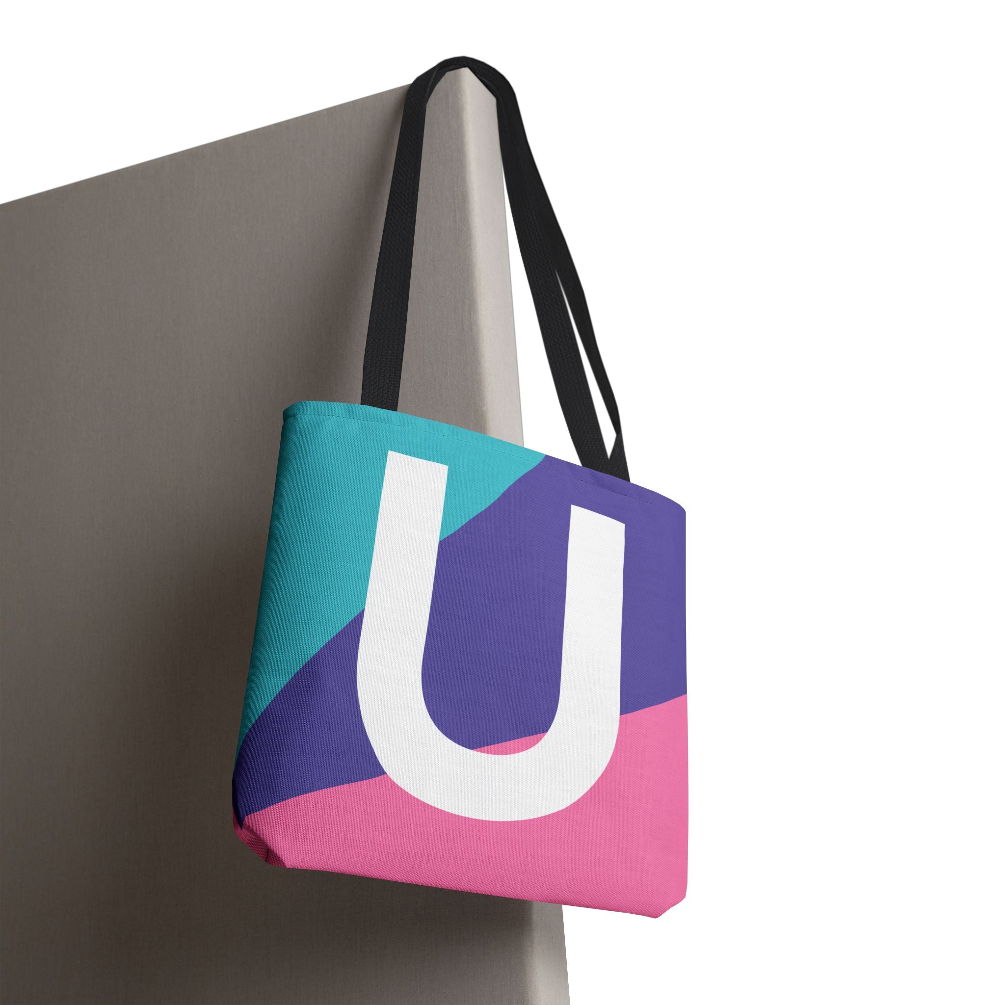 Monogram 'U' Colorblock Tote Bag — Personalized Initial U Shoulder Tote