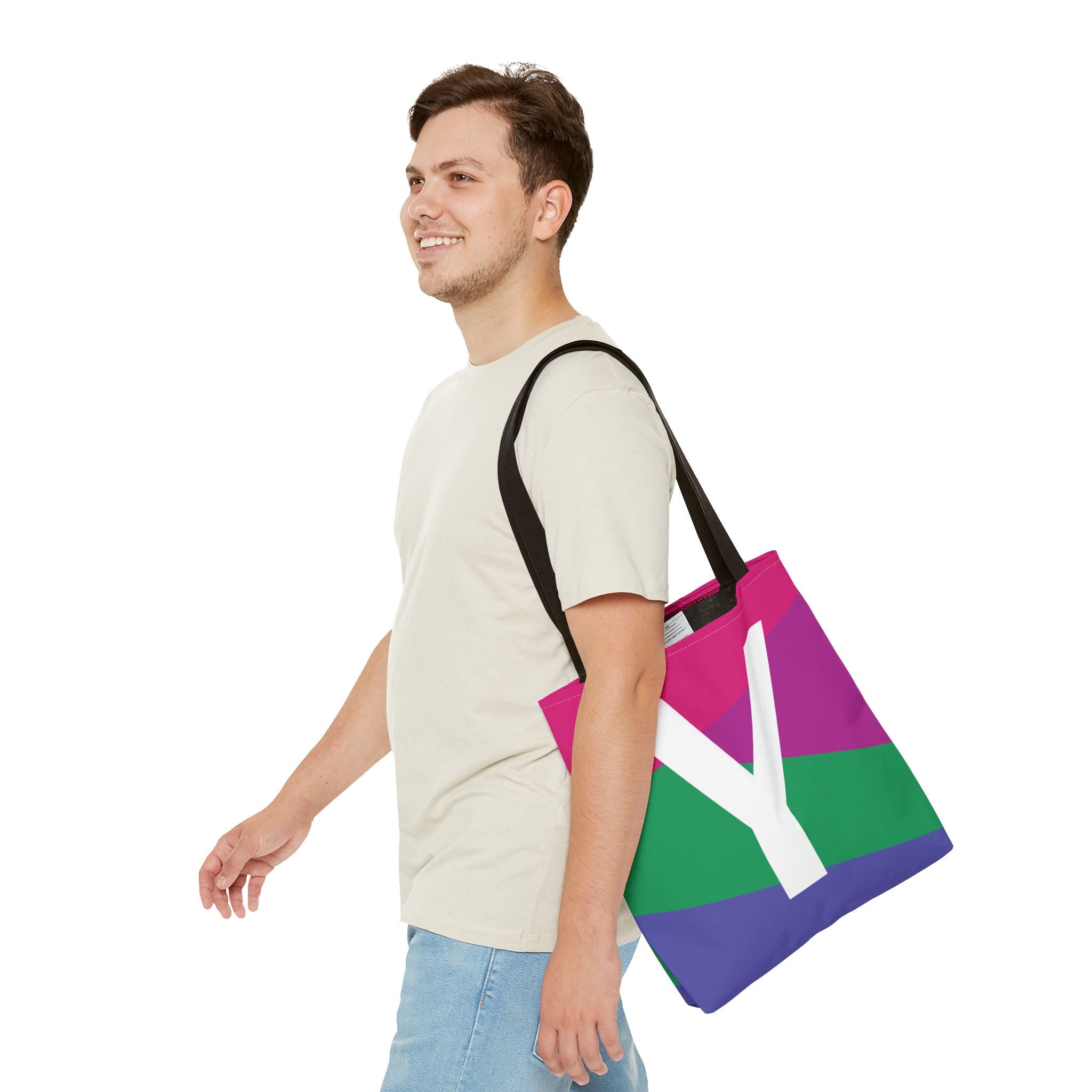 Monogram 'Y' Colorblock Tote Bag — Personalized Initial Y Shoulder Tote