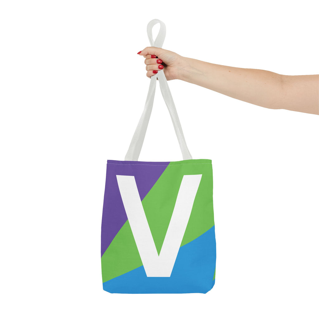 Monogram 'V' Colorblock Tote Bag — Personalized Initial V Shoulder Tote